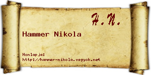 Hammer Nikola névjegykártya